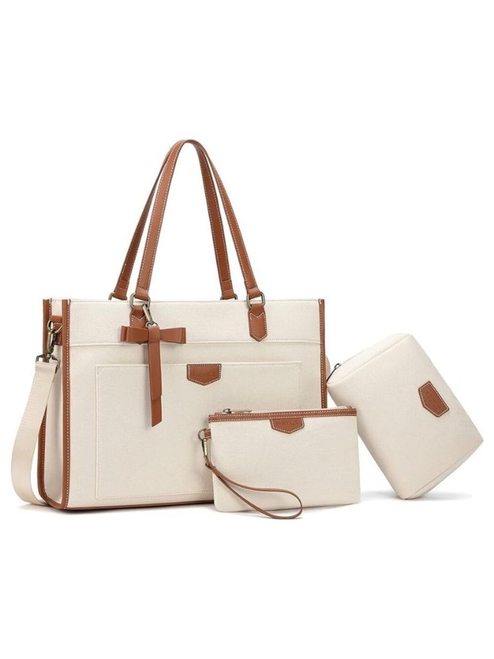 3pcs Laptop Bag for Women, 15.6 Inch Canvas Tote Bag Work, Business Briefcase